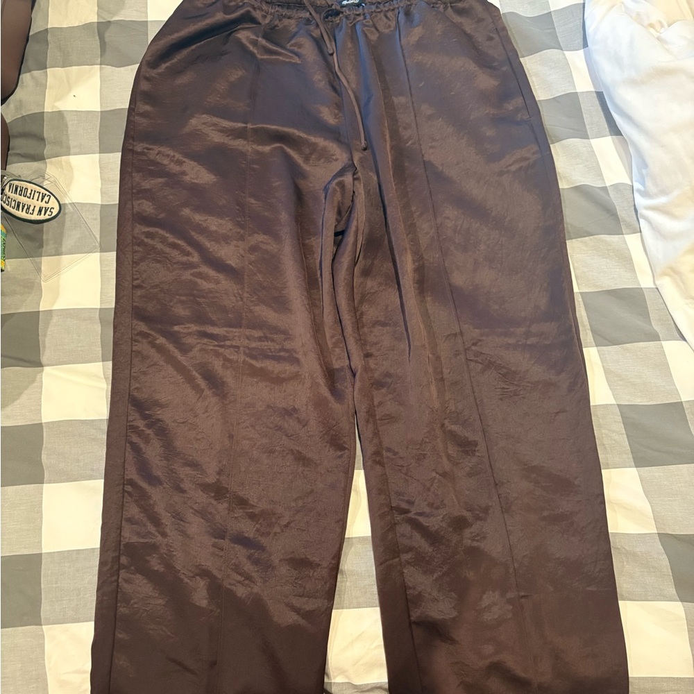 Madewell Chocolate Brown Satin Pants